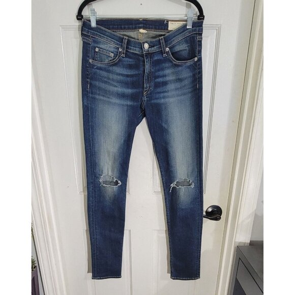 Rag Bone Womens Blue Pacifico Distressed Skinny Denim‎ Jeans Mid Rise Size 30 - Picture 3 of 10